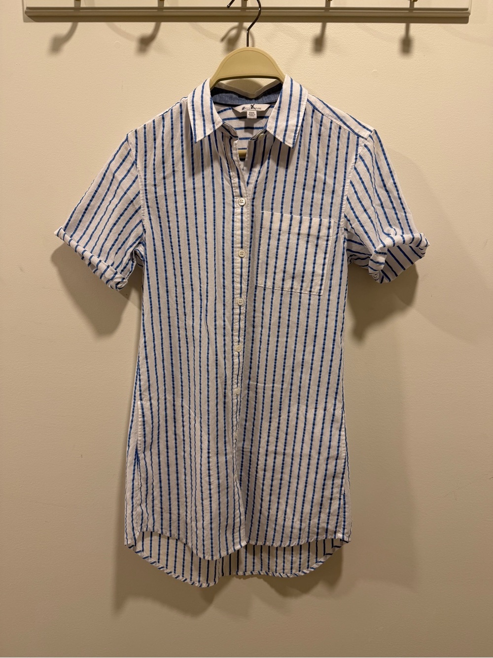 LL Bean Signature Cotton Blend Collared T-Shirt Striped Dress